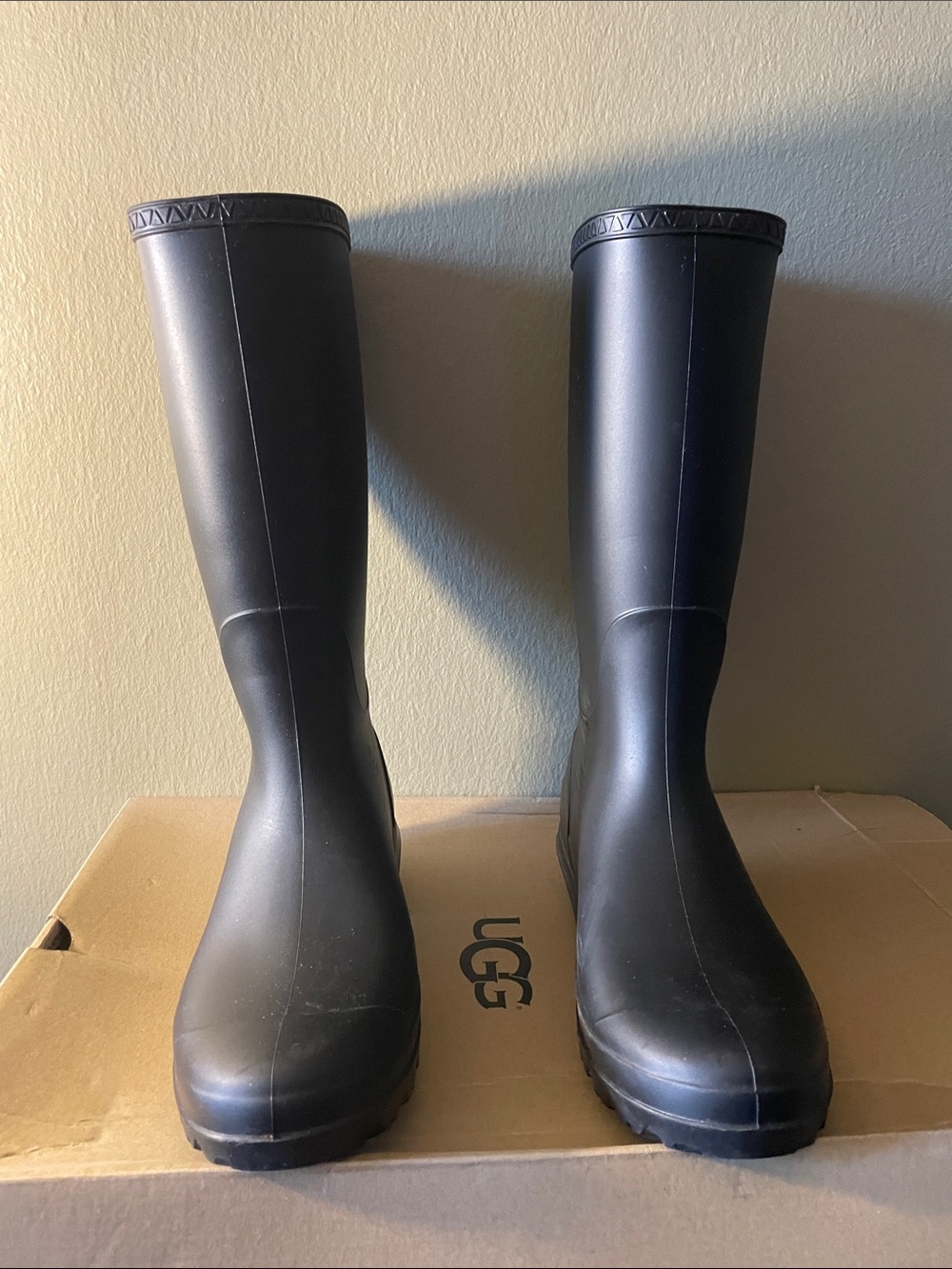 UGG Shelby Matte Black Tall Rain Boots.